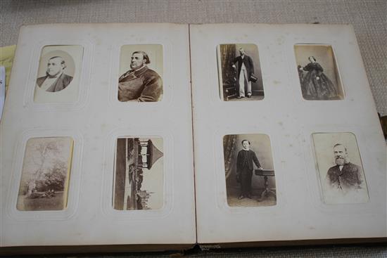 A Victorian photograph album containing 224 cabinet photographs of military figures, politicians, dignitaries, etc., qto, green moroc